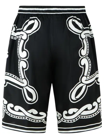 Dolce & Gabbana Elastic Drawstring Waist Shorts In Black