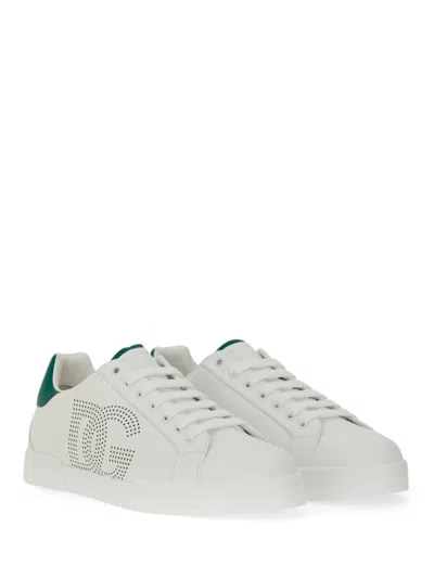Dolce & Gabbana Portofino Leather Low-top Sneakers In White