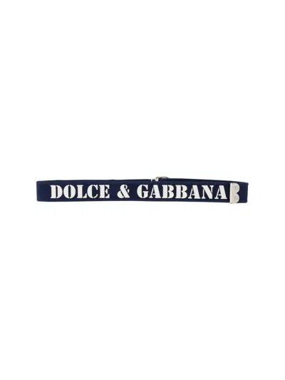 Dolce & Gabbana Logo Eyelet Adjustable Belt In Blue