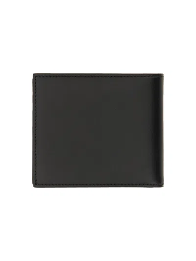 Dolce & Gabbana Small Zip-around Wallet In Calfskin With Raised Logo In Black