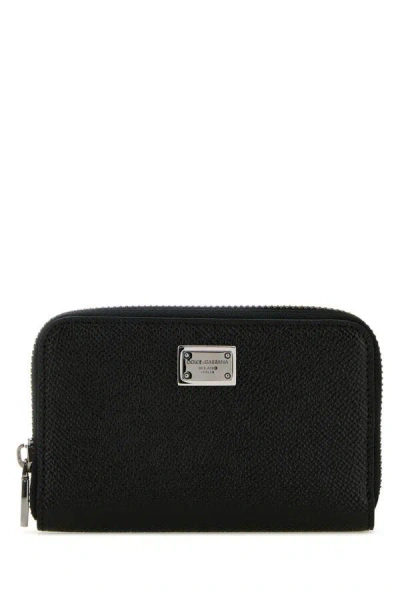 Dolce & Gabbana Black Logo Patch Wallet In Black