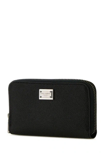 Dolce & Gabbana Black Logo Patch Wallet In Black
