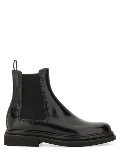 Dolce & Gabbana Men Brushed Leather Boot In Black