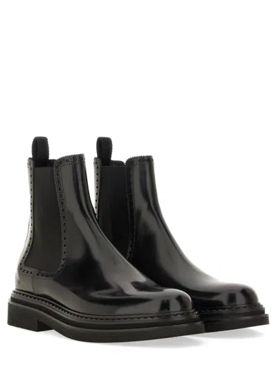 Dolce & Gabbana Men Brushed Leather Boot In Black