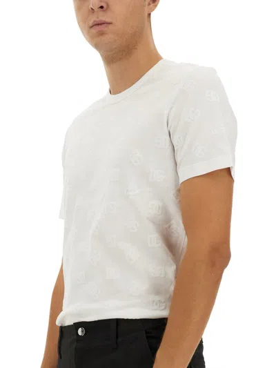 Dolce & Gabbana T-shirt All-over Flocked In White