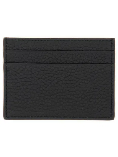 Dolce & Gabbana Logo Card Holder In Calfskin With Deer Print In Black