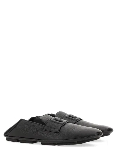Dolce & Gabbana Dg Logo Leather Loafers In Black