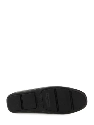 Dolce & Gabbana Dg Logo Leather Loafers In Black