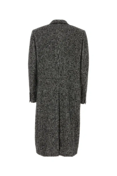 Dolce & Gabbana Double-breasted Wool Houndstooth Coat In Multicolor