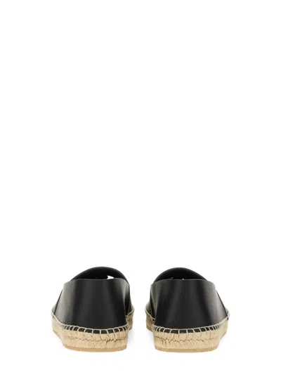 Dolce & Gabbana Logo-embossed Leather Espadrilles In Black