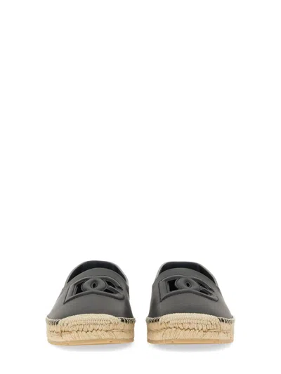 Dolce & Gabbana Logo-embossed Leather Espadrilles In Black