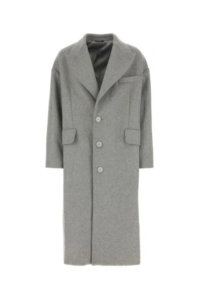 Dolce & Gabbana Oversize Single-breasted Wool-blend Coat In Gray