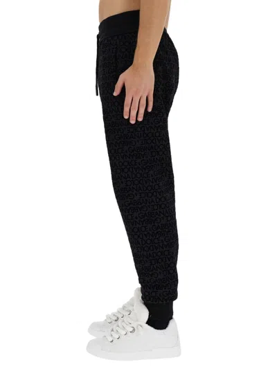 Dolce & Gabbana Logo Print Jogging Pants In Black