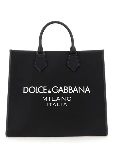 Dolce & Gabbana Men Shopping Bag With Logo In Black