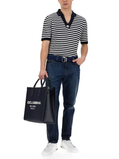 Dolce & Gabbana Spacious Tote Bag Detachable Strap In Blue