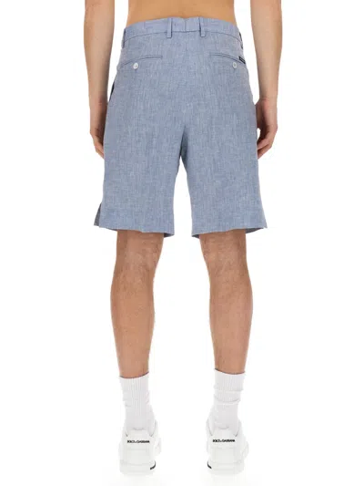 Dolce & Gabbana Men's Linen Bermuda Shorts In Multicolor