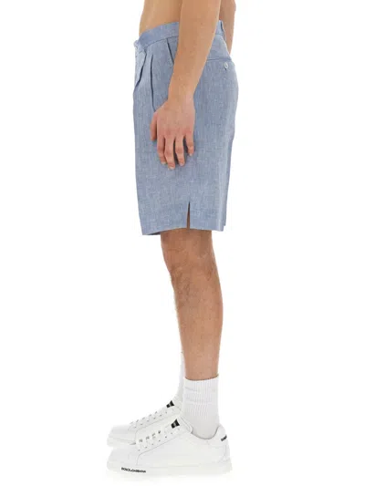 Dolce & Gabbana Men's Linen Bermuda Shorts In Multicolor
