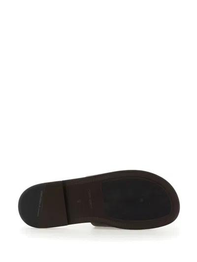 Dolce & Gabbana Black Sandals With Dg Logo Cut-out In Leather Man In Brown