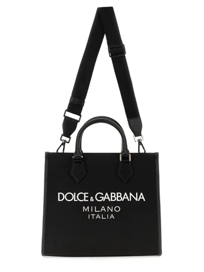 Dolce & Gabbana Men Shopping Bag With Logo In Black