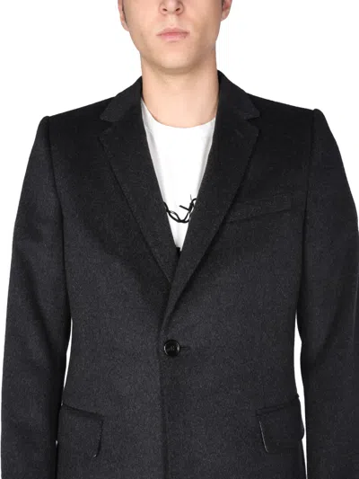 Dolce & Gabbana Single-breasted Velours Coat In Gray