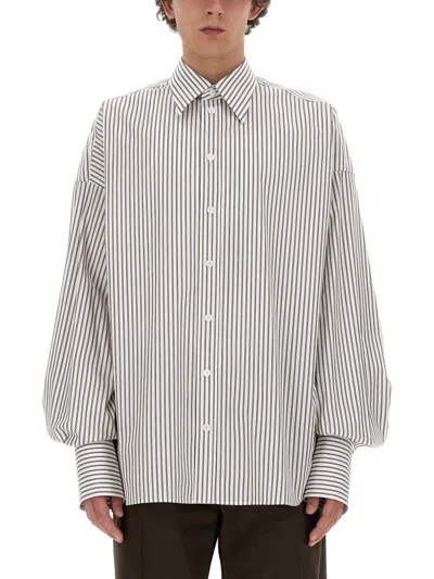 Dolce & Gabbana Camicia Oversize In Popeline A Righe In Multicolor