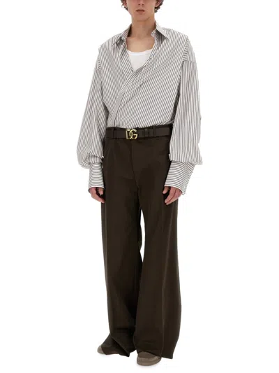 Dolce & Gabbana Camicia Oversize In Popeline A Righe In Multicolor