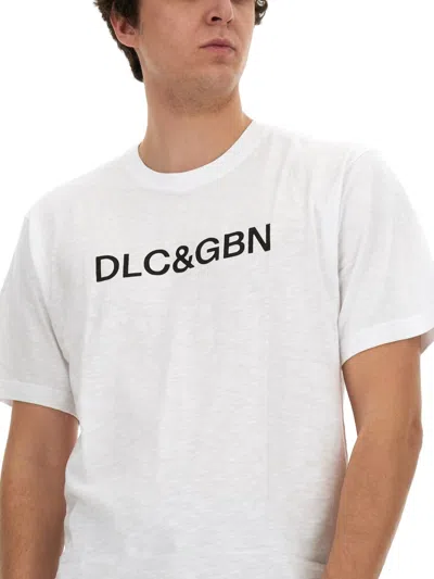 Dolce & Gabbana White Crewneck T-shirt With Contrasting Logo In White
