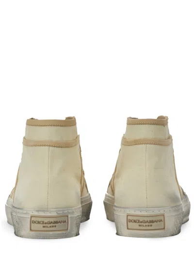 Dolce & Gabbana Vintage Mid Top Sneaker In Neutral