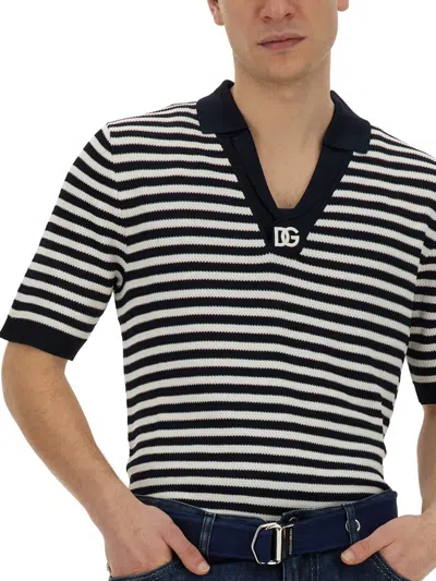 Dolce & Gabbana V-neck Polo Shirt In Multicolor