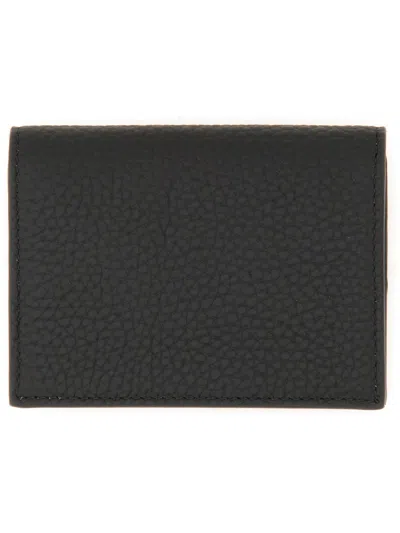 Dolce & Gabbana Small Zip-around Wallet In Calfskin With Raised Logo In Black