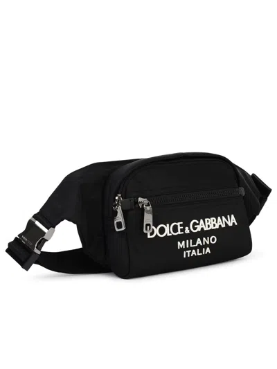 Dolce & Gabbana Small Black Nylon Fanny Pack Men In Black