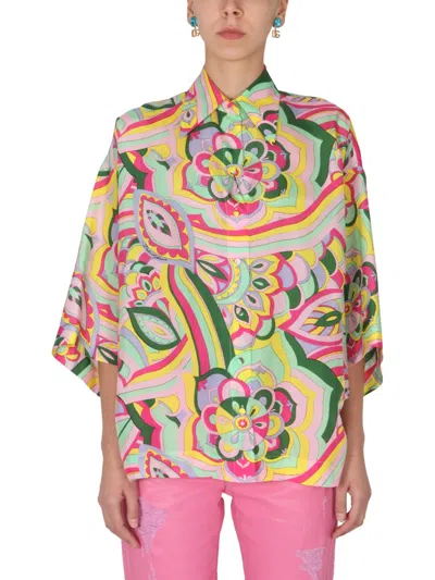 Dolce & Gabbana Abstract-print Silk Shirt In Multicolor