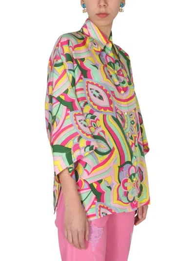 Dolce & Gabbana Abstract-print Silk Shirt In Multicolor
