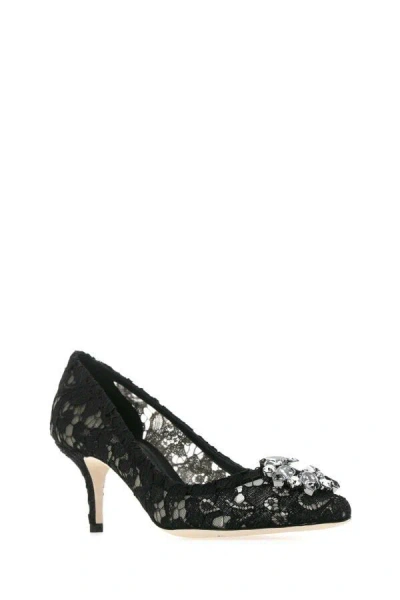 Dolce & Gabbana Bellucci 90 Crystal-embellished Pumps In Taormina Lace In Blue