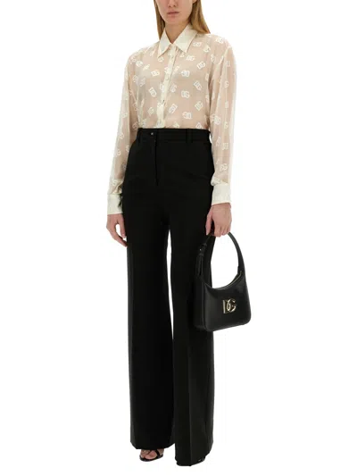 Dolce & Gabbana Burnout Sheer Silk Shirt In White