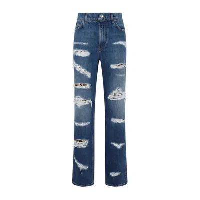 Dolce & Gabbana Distressed-effect Straight-leg Jeans In Blue