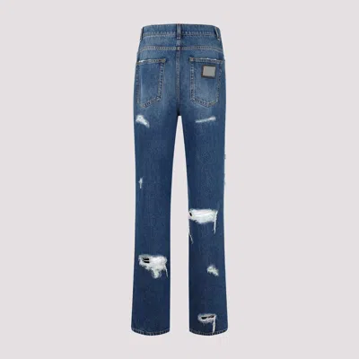 Dolce & Gabbana Distressed-effect Straight-leg Jeans In Blue