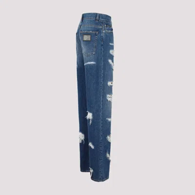 Dolce & Gabbana Distressed-effect Straight-leg Jeans In Blue