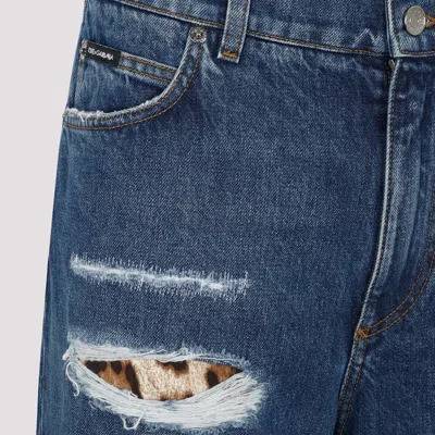 Dolce & Gabbana Distressed-effect Straight-leg Jeans In Blue