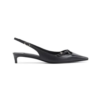 Dolce & Gabbana Mun 30 Croc-embossed Leather Slingback Pumps In Black
