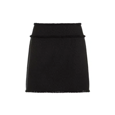 Dolce & Gabbana Wool-blend Tweed Miniskirt In Black
