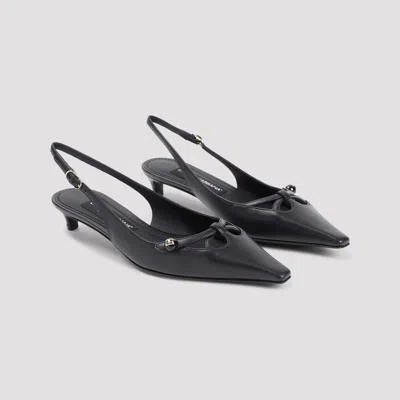 Dolce & Gabbana Mun 30 Croc-embossed Leather Slingback Pumps In Black