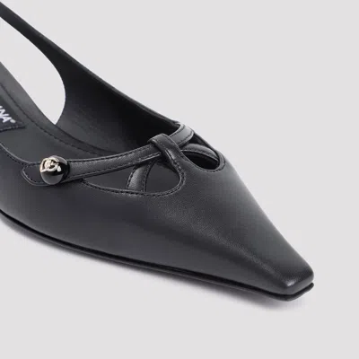 Dolce & Gabbana Mun 30 Croc-embossed Leather Slingback Pumps In Black