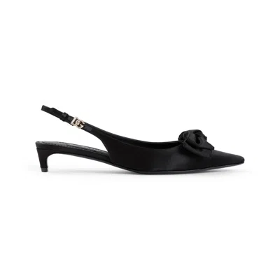 Dolce & Gabbana Satin Slingbacks With Bow Detail In Black