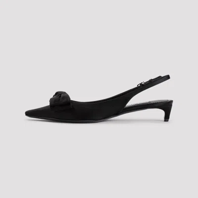 Dolce & Gabbana Satin Slingbacks With Bow Detail In Black