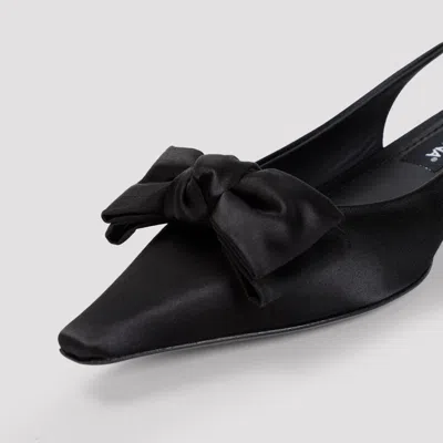Dolce & Gabbana Satin Slingbacks With Bow Detail In Black