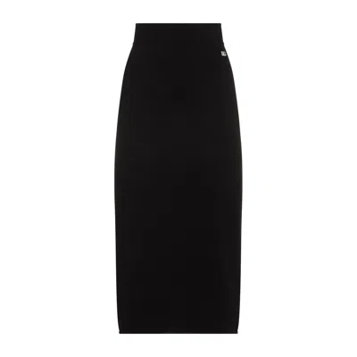 Dolce & Gabbana Cady Calf-length Skirt With Slits In Black