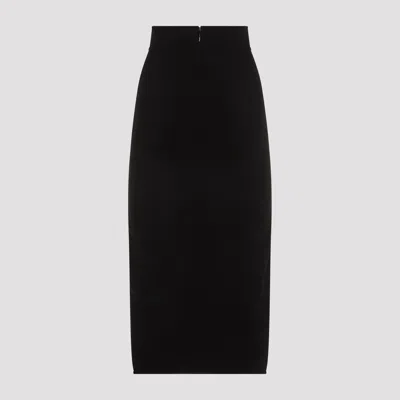 Dolce & Gabbana Cady Calf-length Skirt With Slits In Black