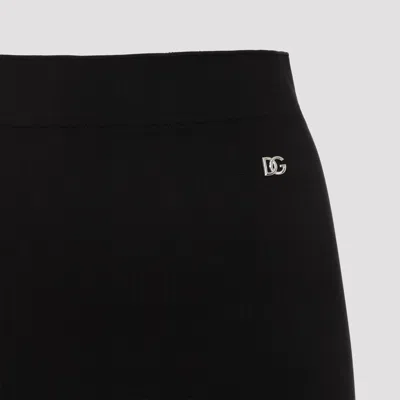 Dolce & Gabbana Milano Rib Miniskirt With Dg Logo In Black