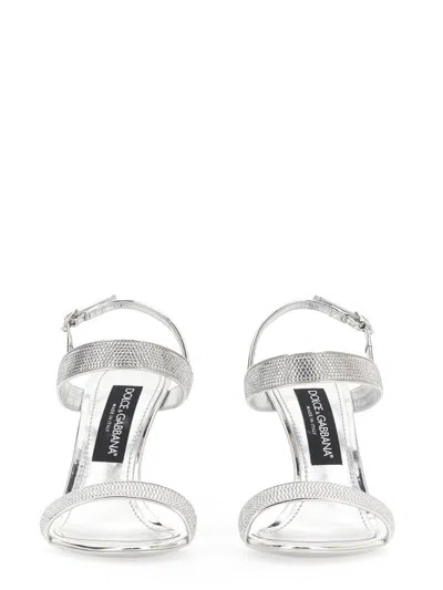 Dolce & Gabbana Embellished Satin Keira Mini Sandals With 10.5 Cm Heel Height In Silver